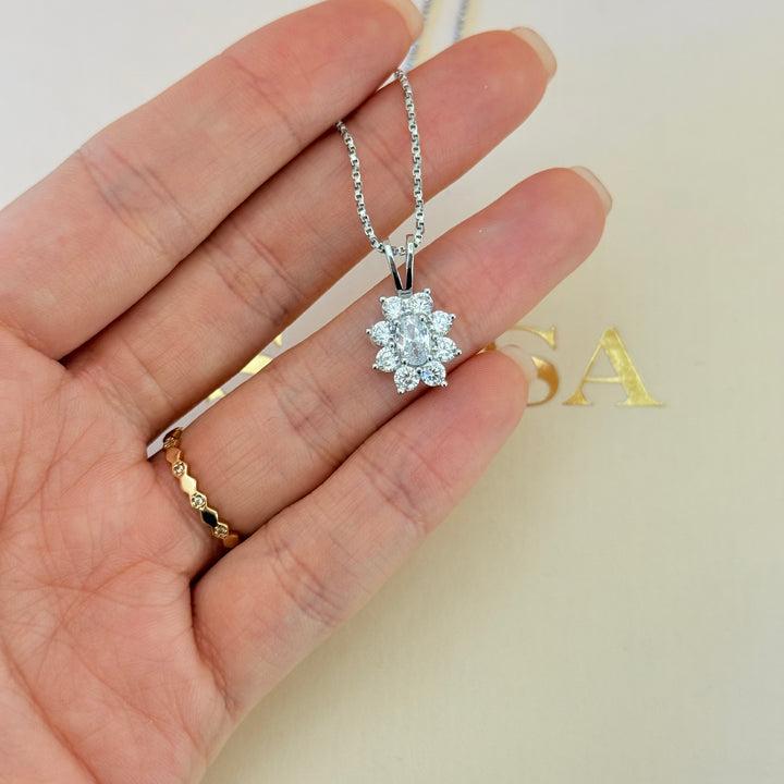 Flower zircone sterling silver set