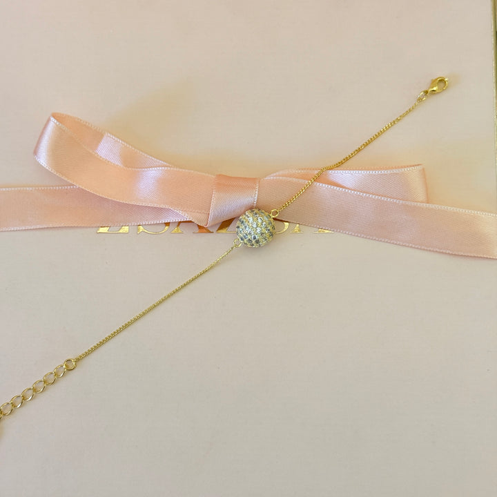 Zircone ball in the middle gold plated bracelet