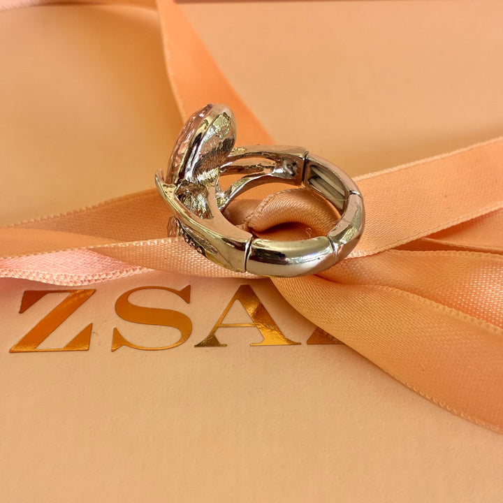 Double teardrop light pink silver plated set