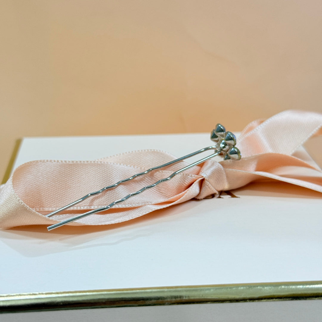 Rhinestone lilac silver hair pin