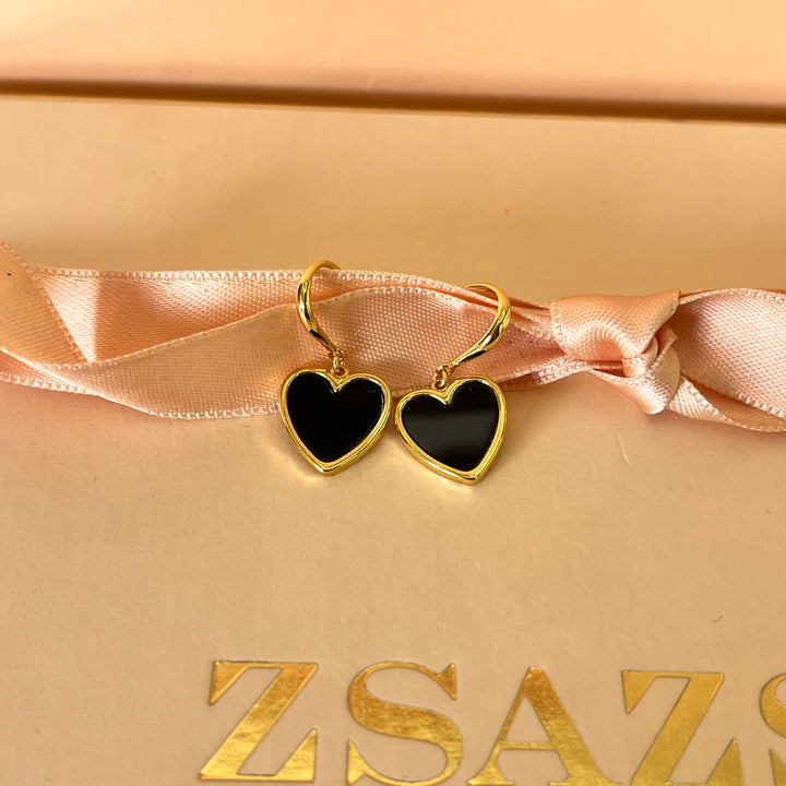 Black heart gold plated hooks