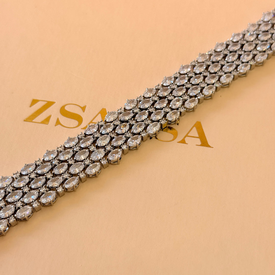 Oval zircone silver bracelet
