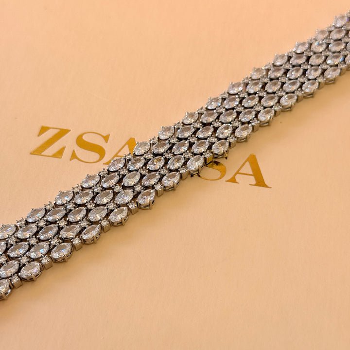 Oval zircone silver bracelet