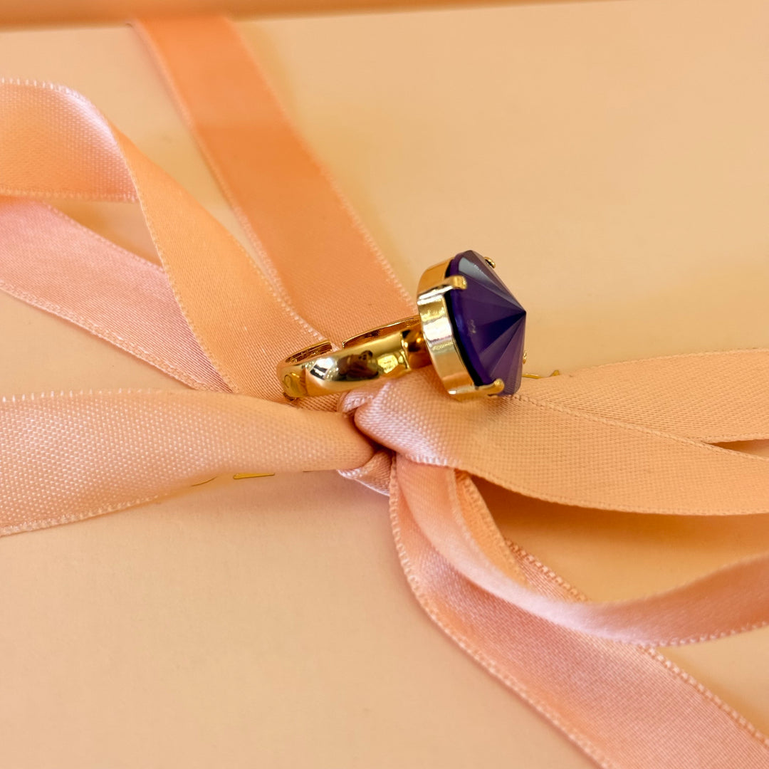 Round Purple Swarovski crystals earrings and ring