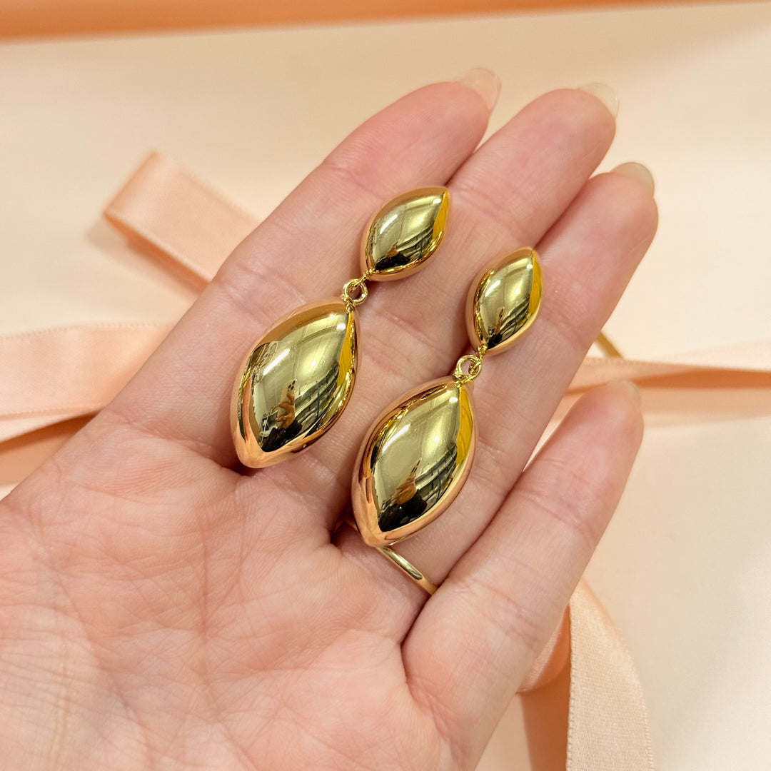 Marquise shaped sterling silver gold plated earrings