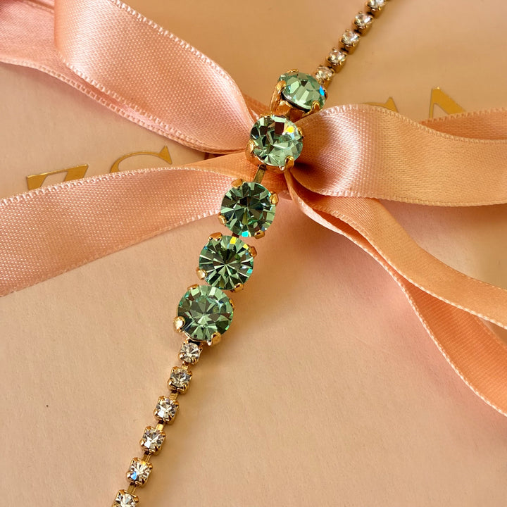 Mint Swarovski crystals gold plated bracelet