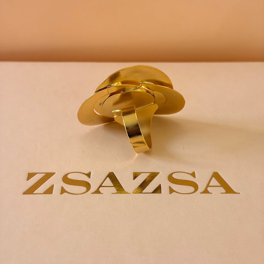 Handmade Geometric Spiral Circles Gold Set | Gold Plated | ZsaZsa