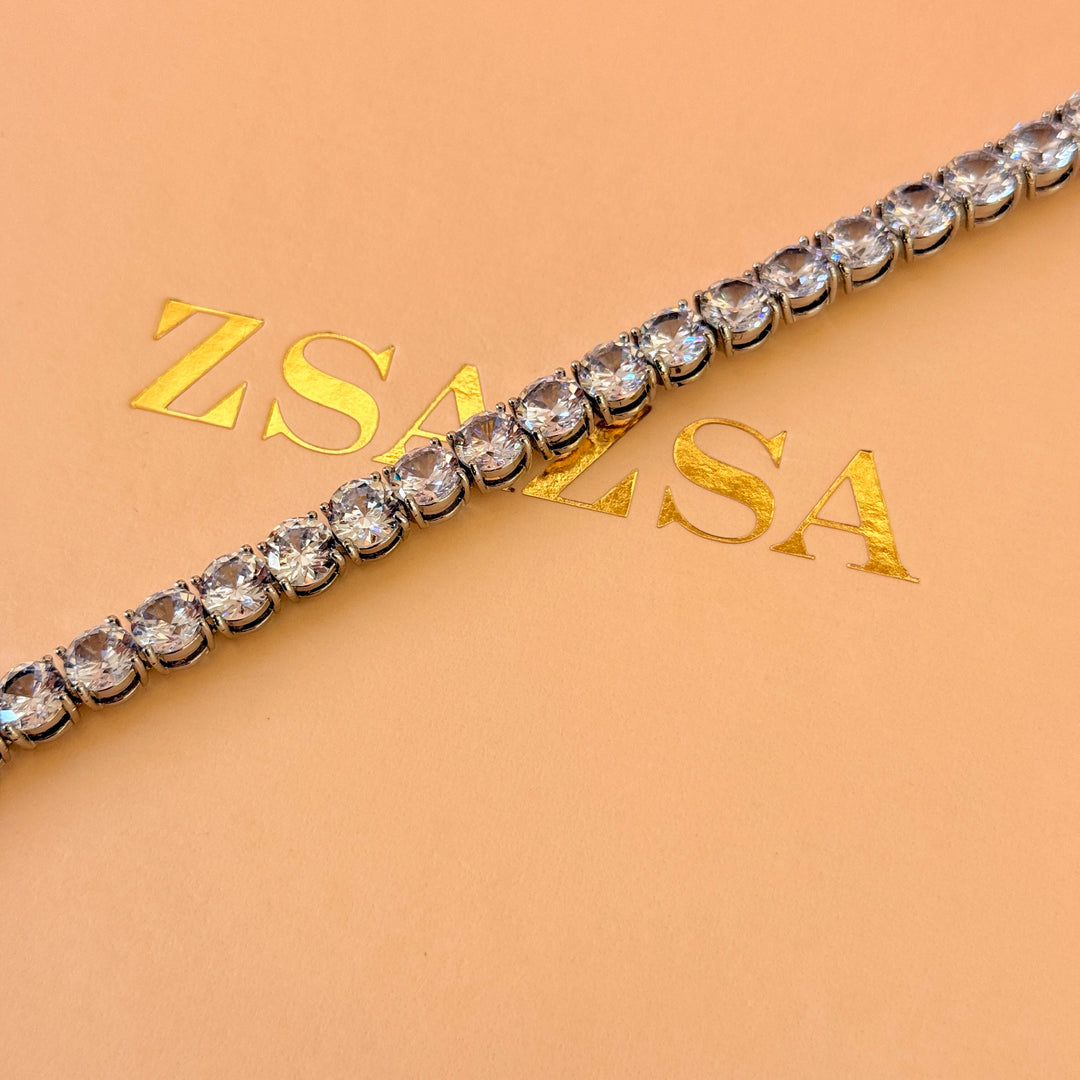 Large zircone silver bracelet