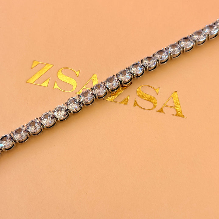 Large zircone silver bracelet