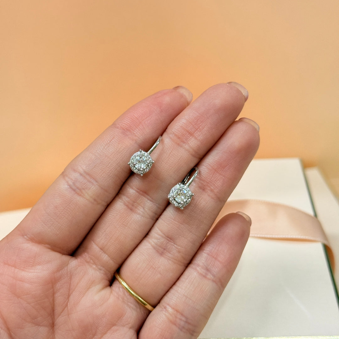 Dainty round zircone sterling silver hooks