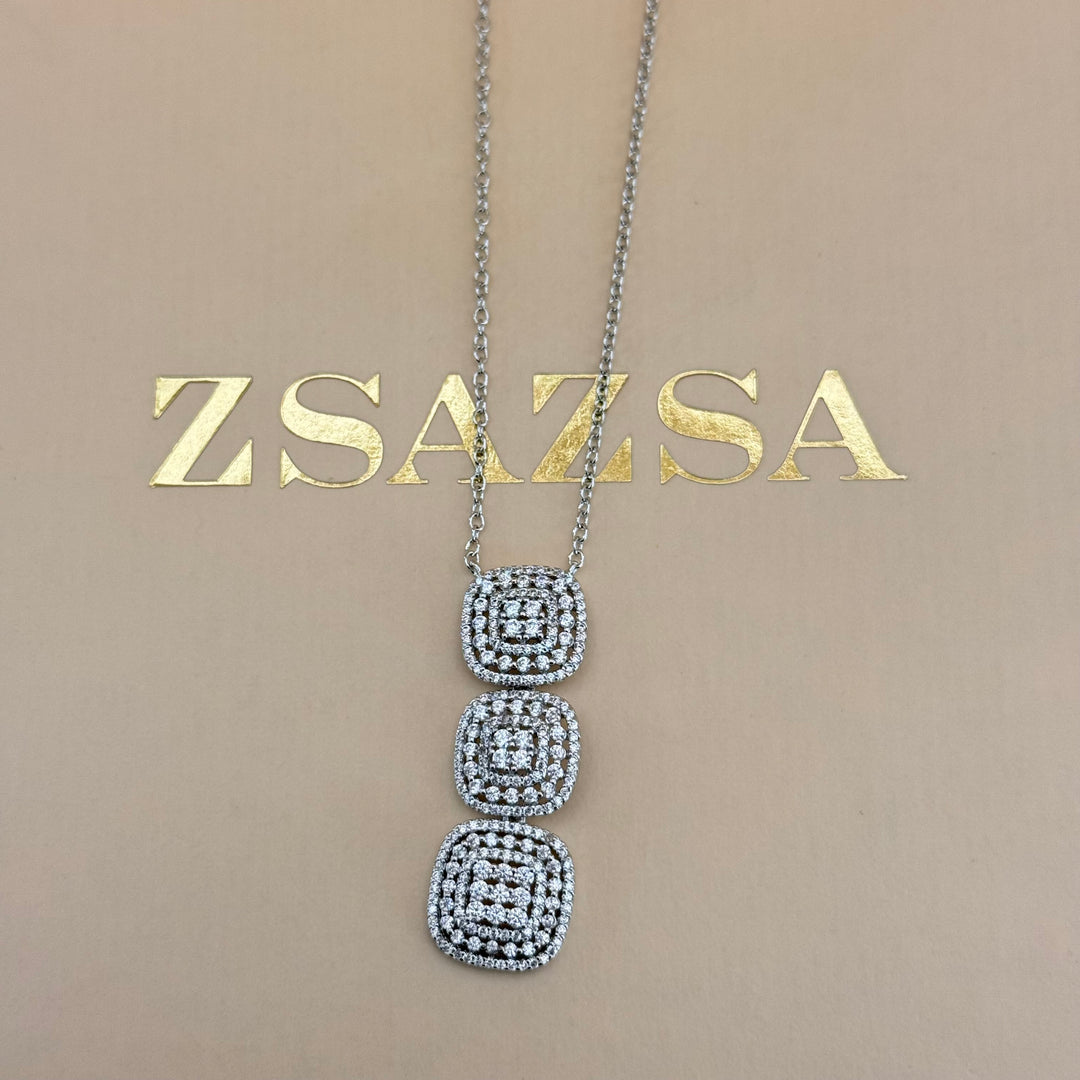 Squares zircone silver set