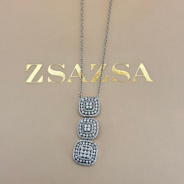 Squares zircone silver set