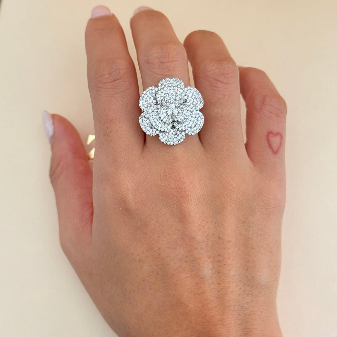 Rosette zircone silver set