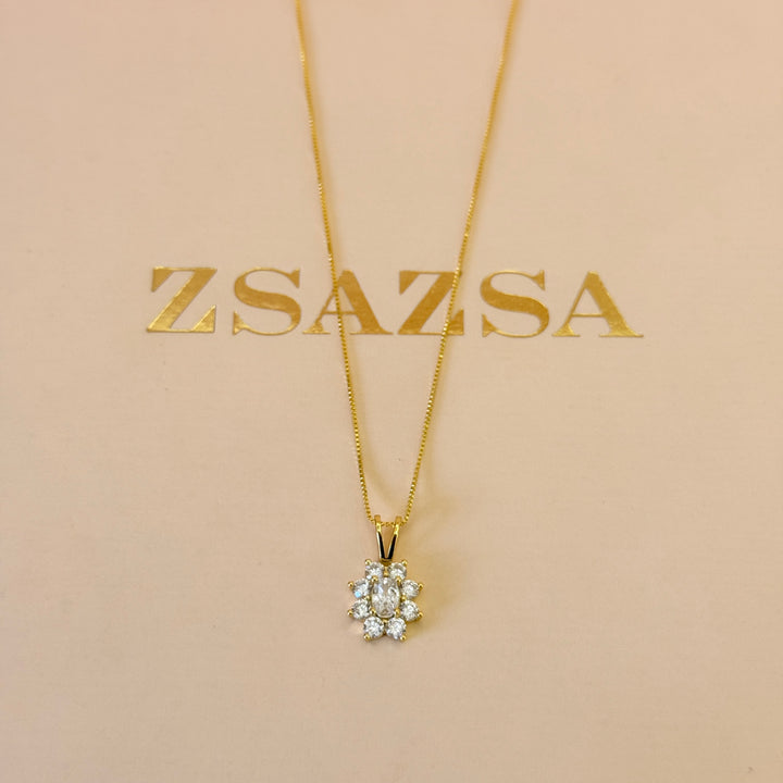 Zircone Rosetta sterling silver gold plated pendant