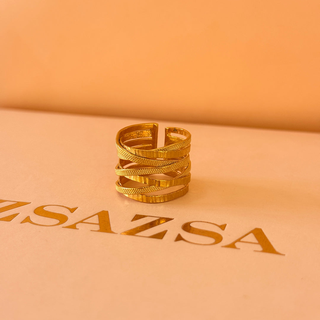 Texture handmade gold plated ring