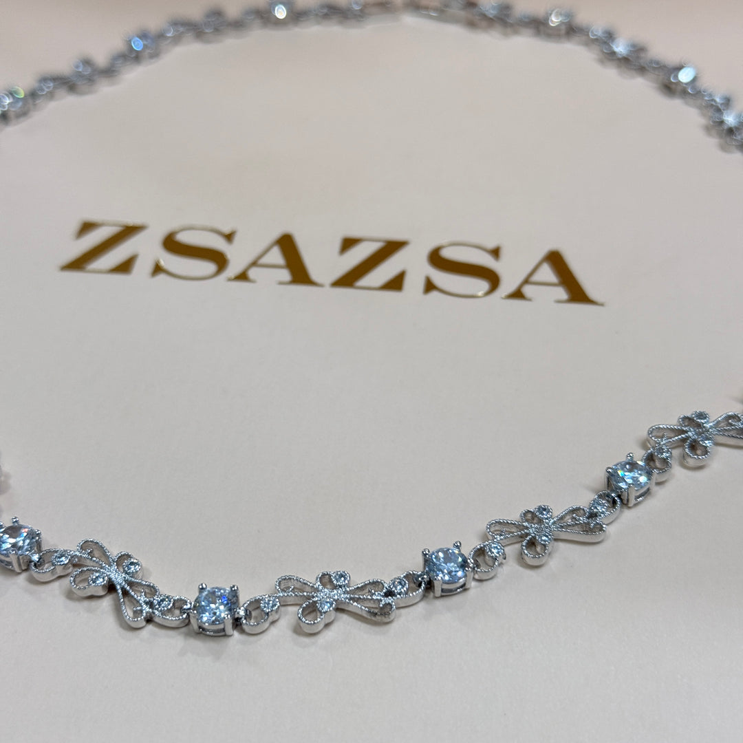 Classic zircone silver necklace