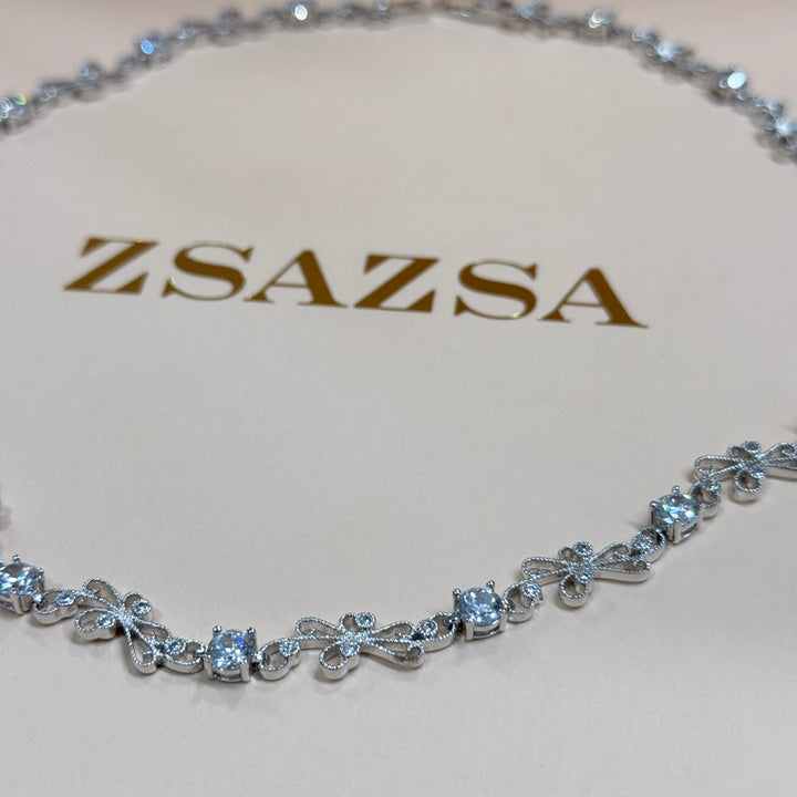 Classic zircone silver necklace