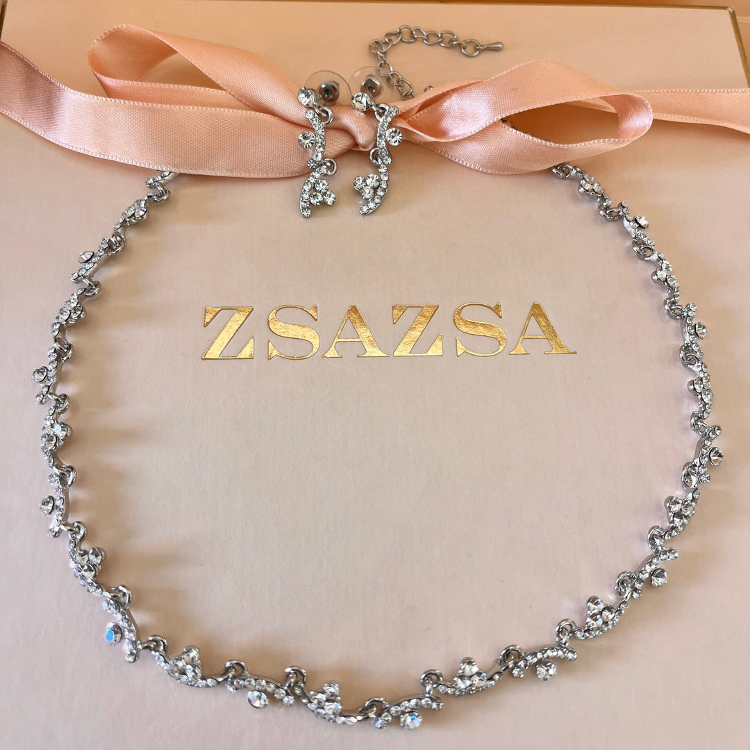 Swarovski crystals round white gold plated set