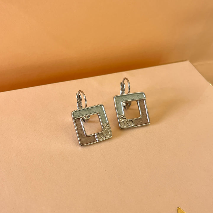 Enamel mint, gold and bronze square white gold plated set