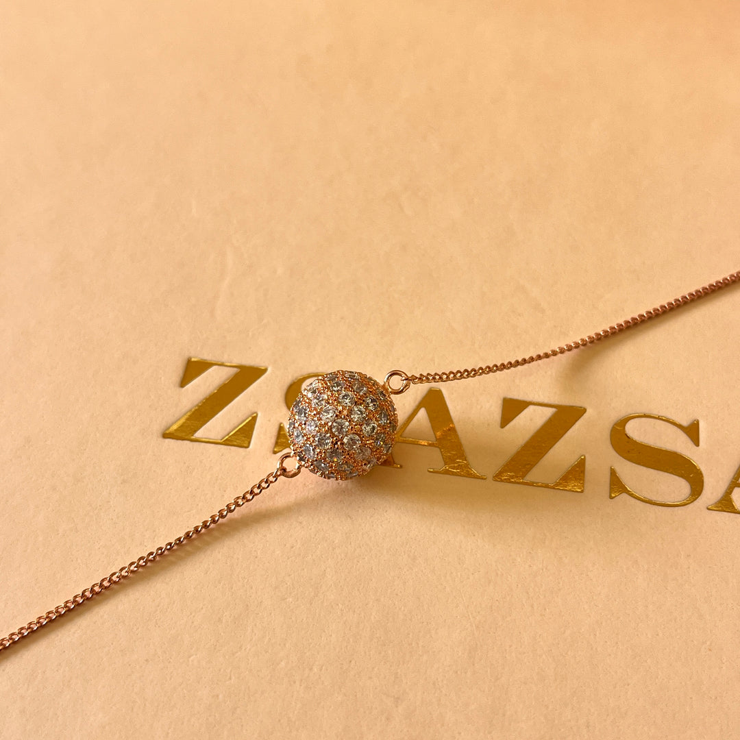 zircone rose gold plated ball pendant and bracelet