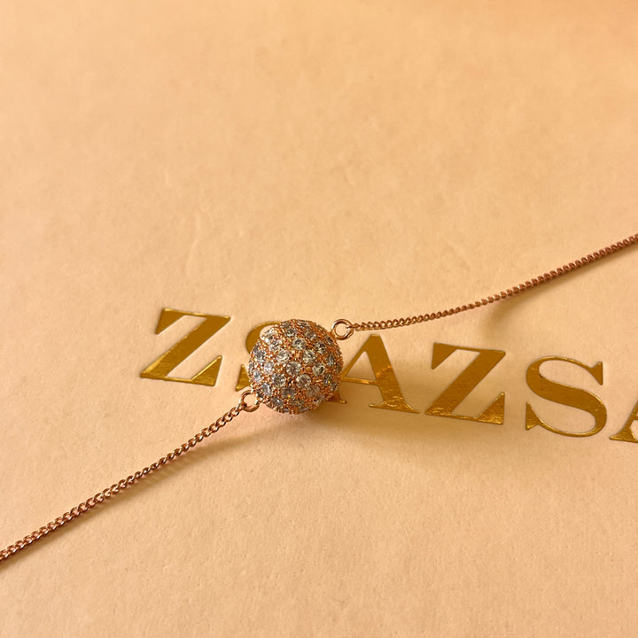 zircone rose gold plated ball pendant and bracelet
