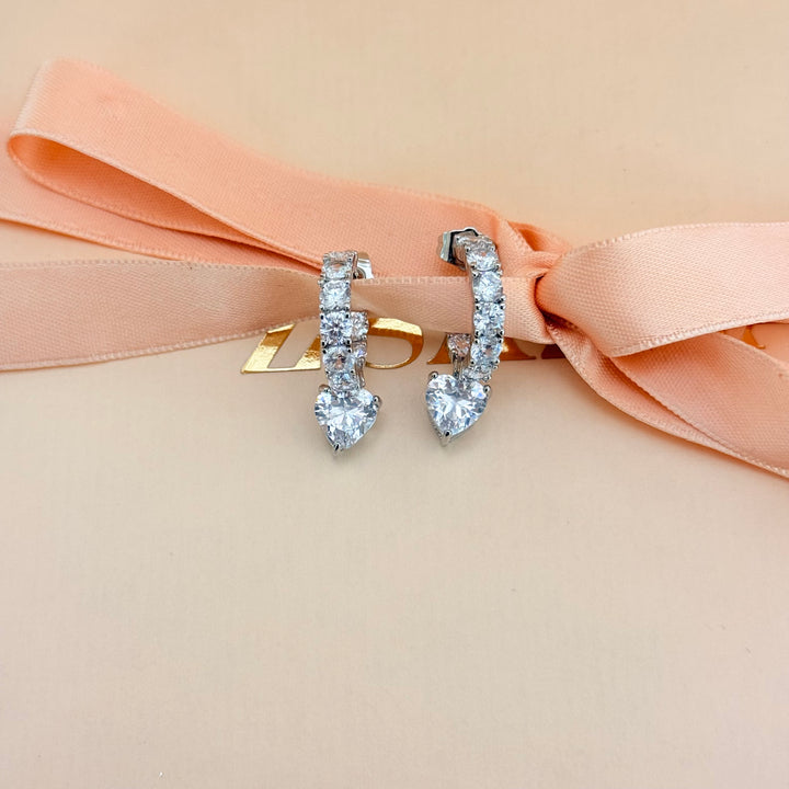 Heart silver zircone hoops