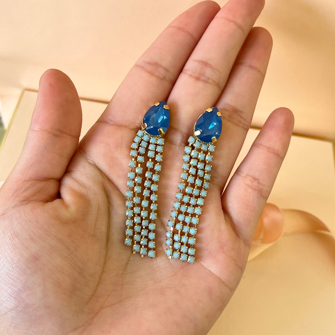 Turquoise & blue Swarovski crystals hooks