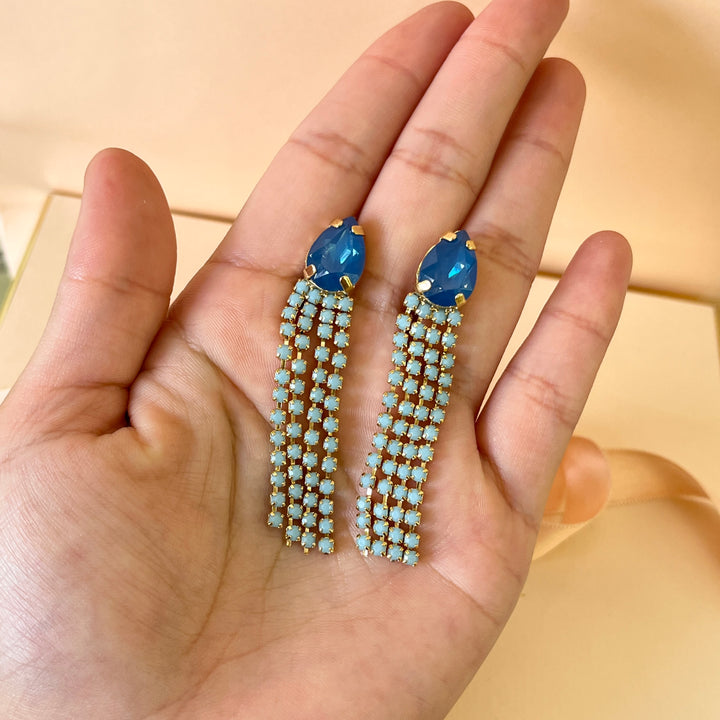 Turquoise & blue Swarovski crystals hooks
