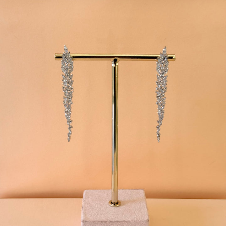 Long marquise zircone silver earrings