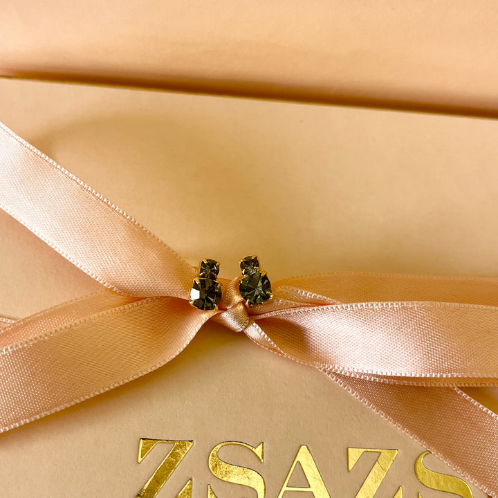 Grey double preciosa crystals studs