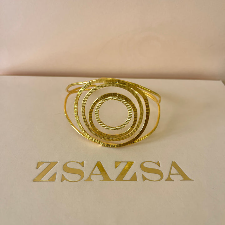Round & spiral gold handmade earrings & bangle