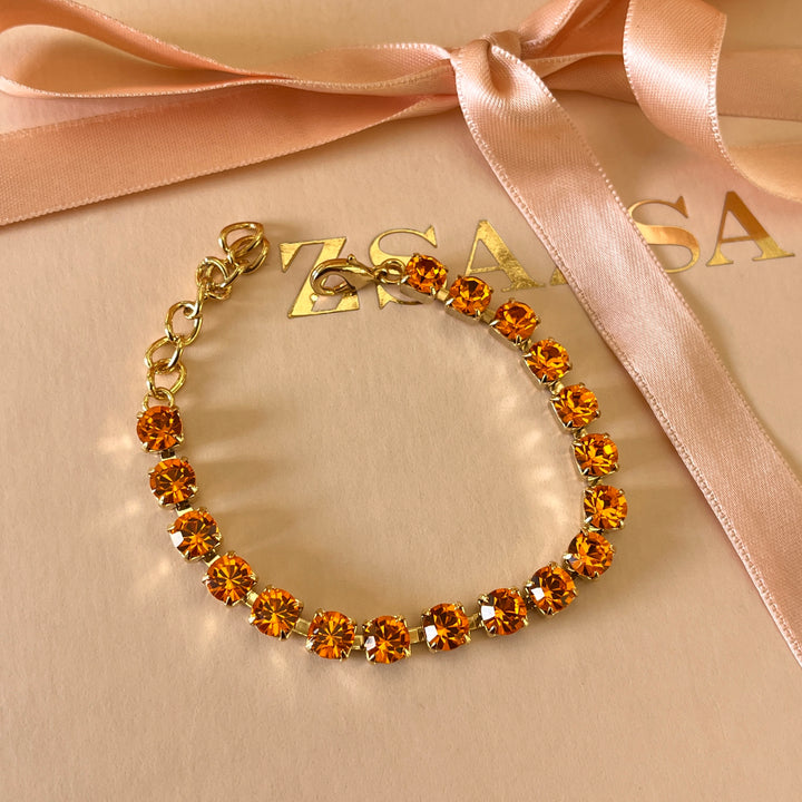 Orange Swarovski crystals bracelet