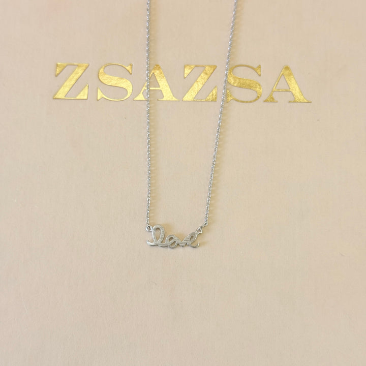 Plain dainty love silver pendant