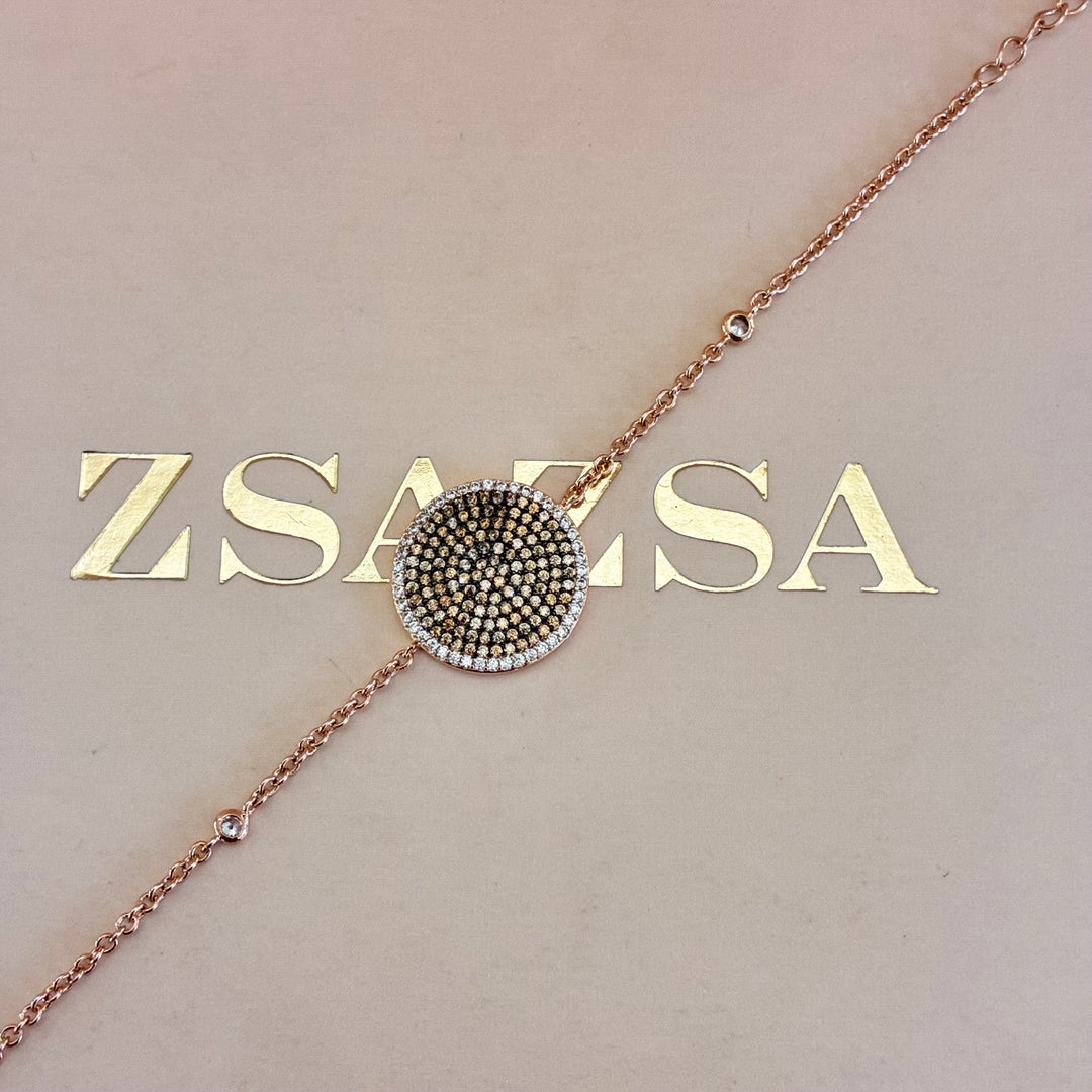 Round black zircone rose gold plated