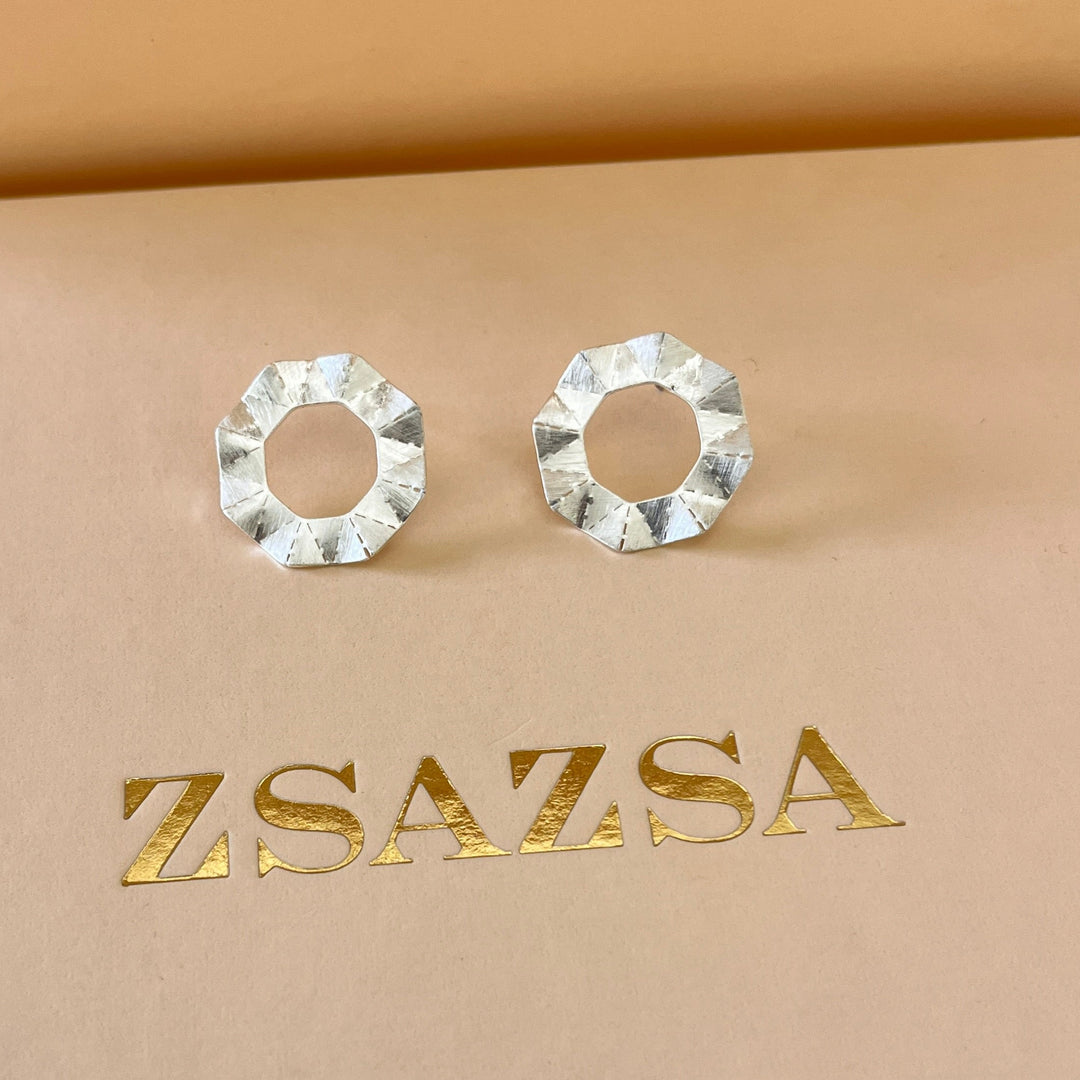 Handmade discs white gold plated set