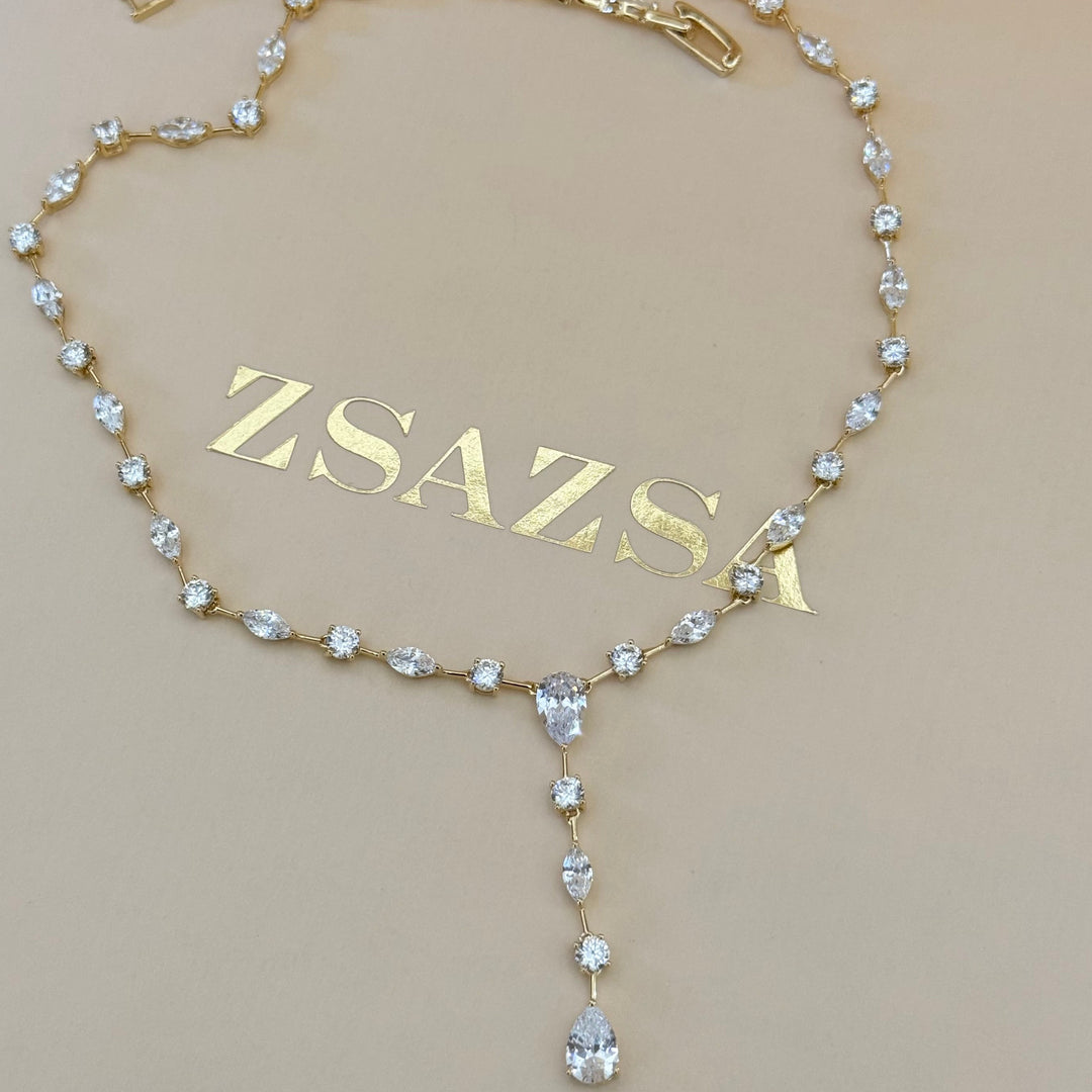 Teardrop zircone gold plated set