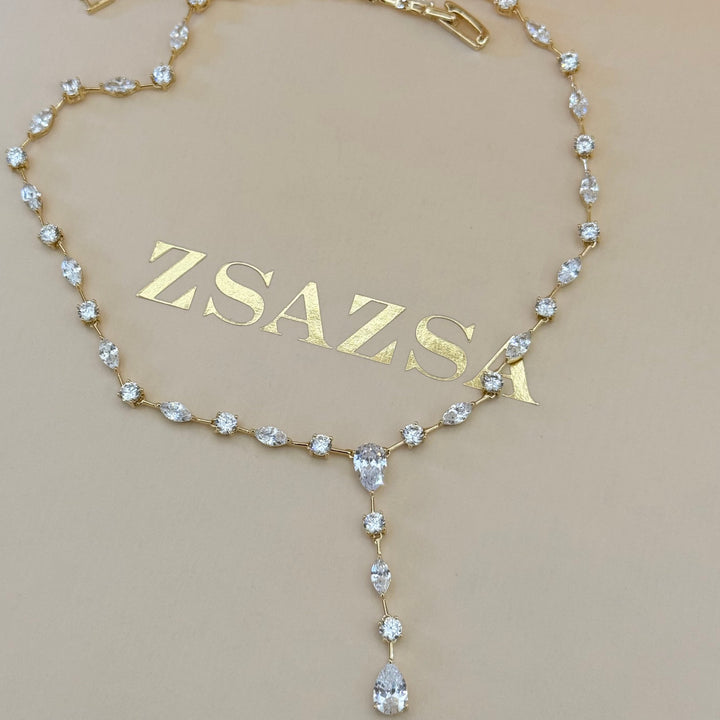 Teardrop zircone gold plated set