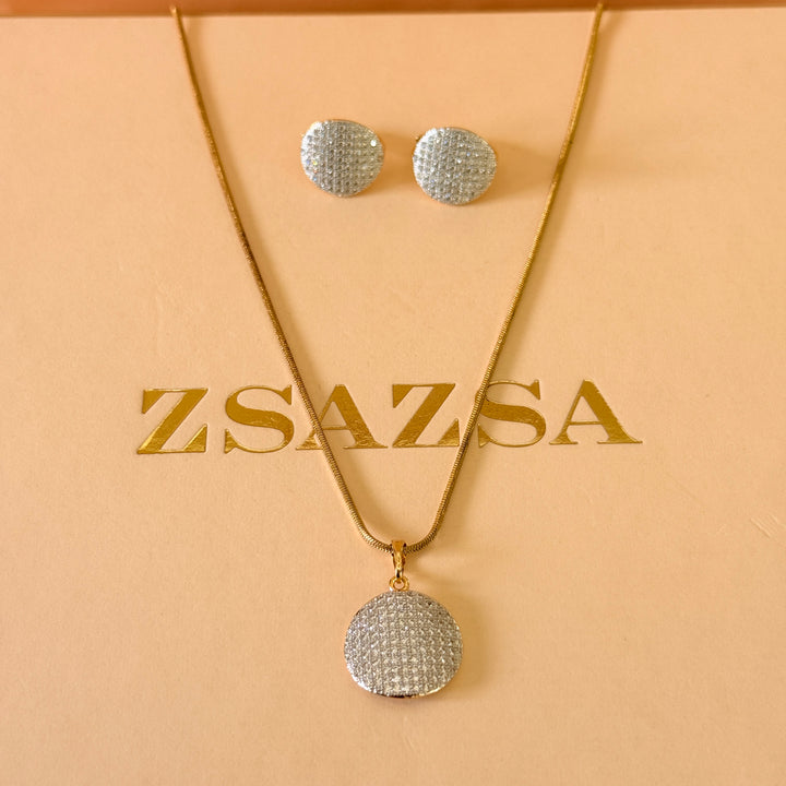 Round zircone gold and silver plated set