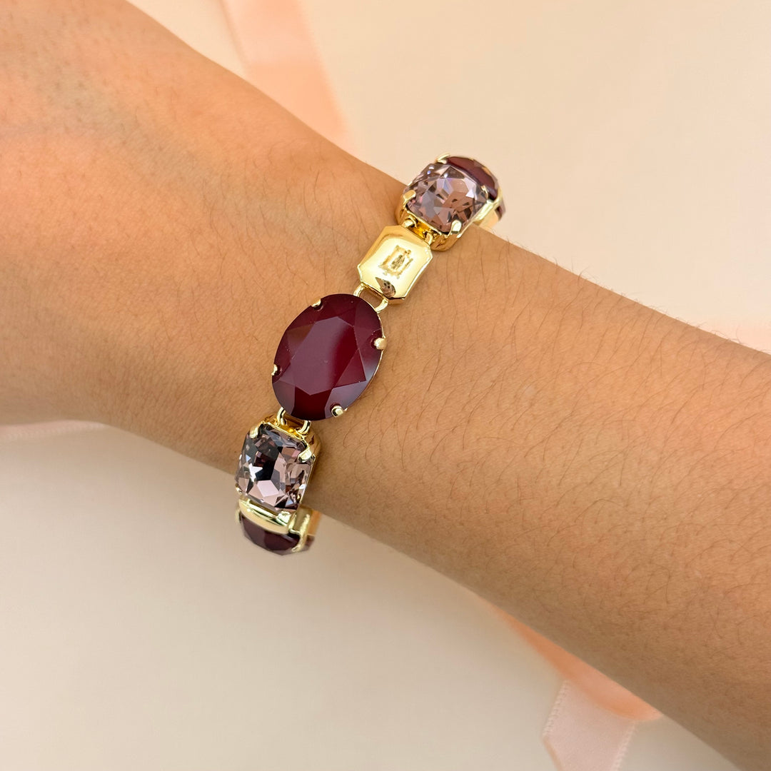 Plum and mauve Swarovski crystal gold plated set