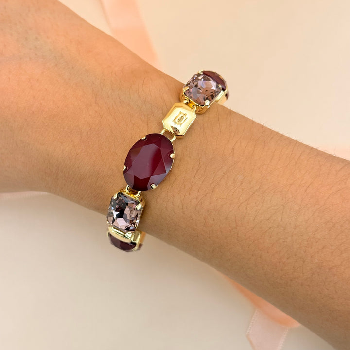 Plum and mauve Swarovski crystal gold plated set