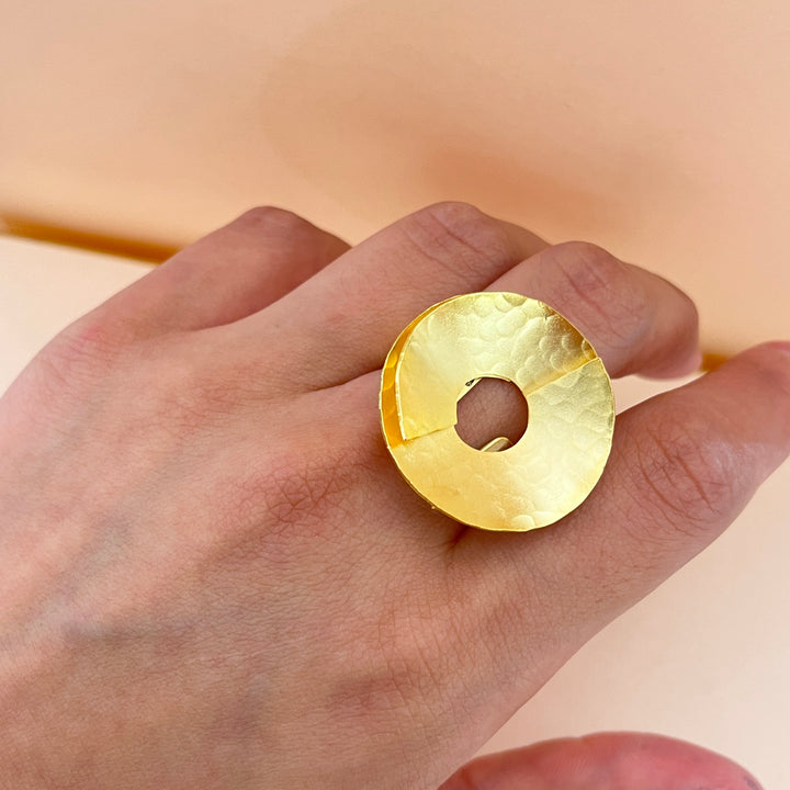 Round gold handmade hooks & ring