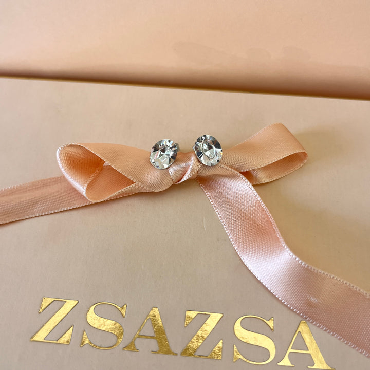 Swarovski crystals oval white gold plated studs