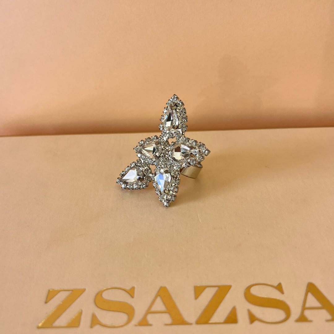 Preciosa crystals teardrop white gold plated ring