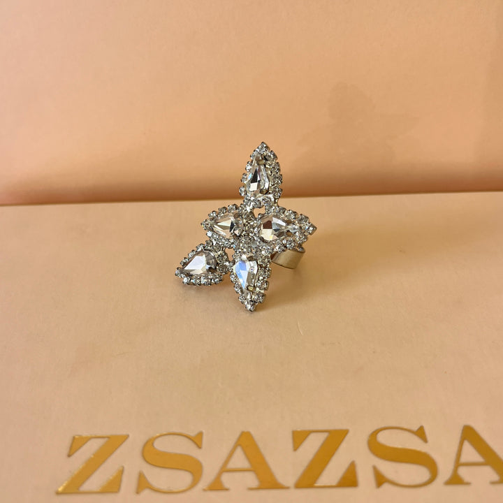 Preciosa crystals teardrop white gold plated ring