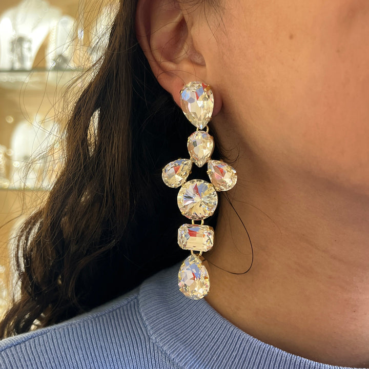 Swarovski crystals mix of shapes gold plated earrings