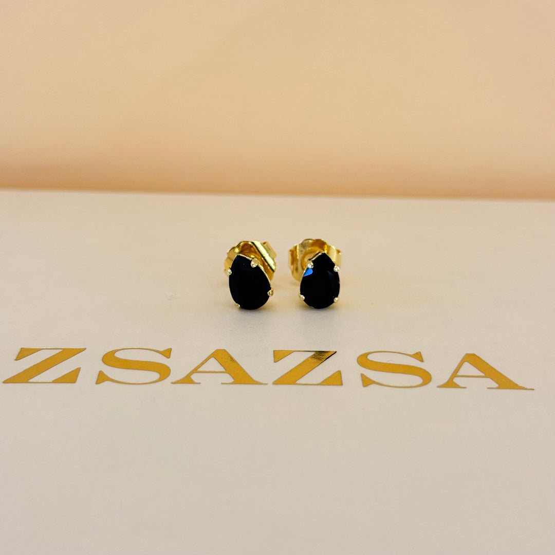 Dainty teardrop plum Swarovski crystals set