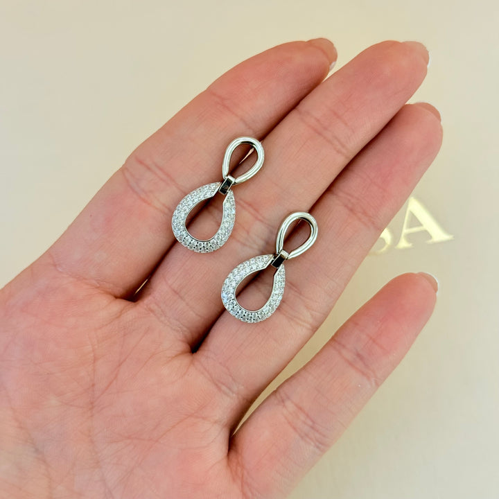 Hollow teardrop zircone sterling silver set