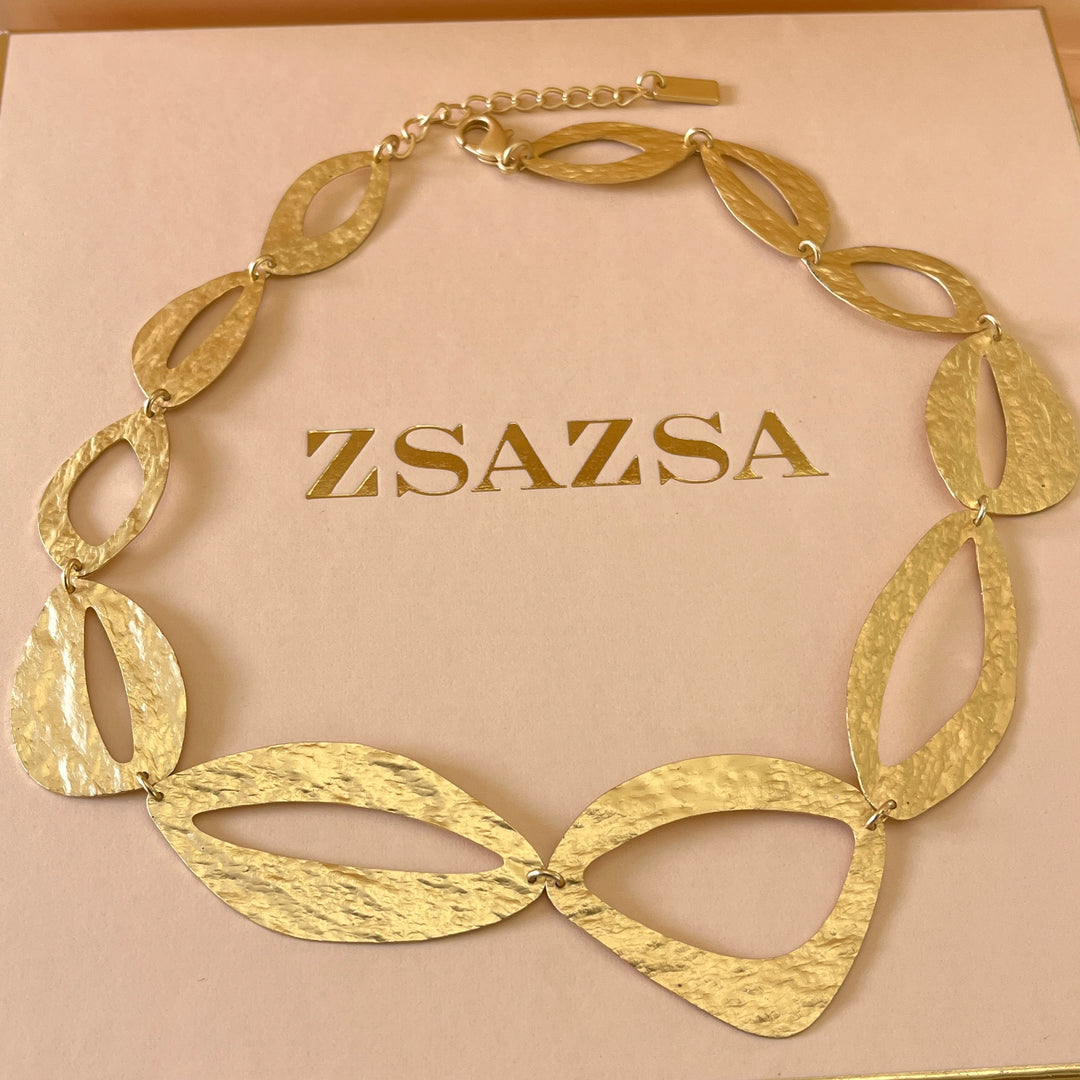 Hollows shapes gold handmade necklace
