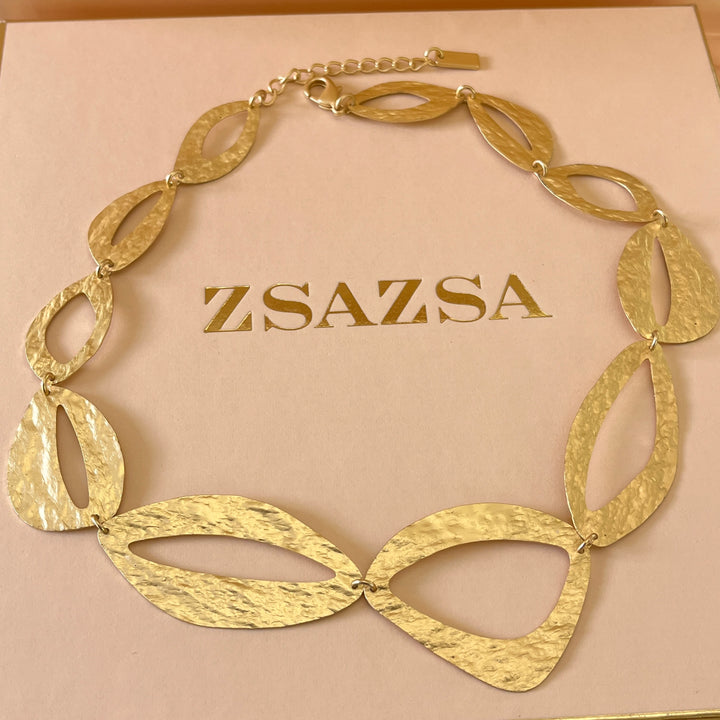 Hollows shapes gold handmade necklace