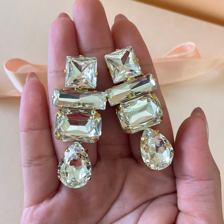 Preciosa crystals mix of shapes gold plated earrings